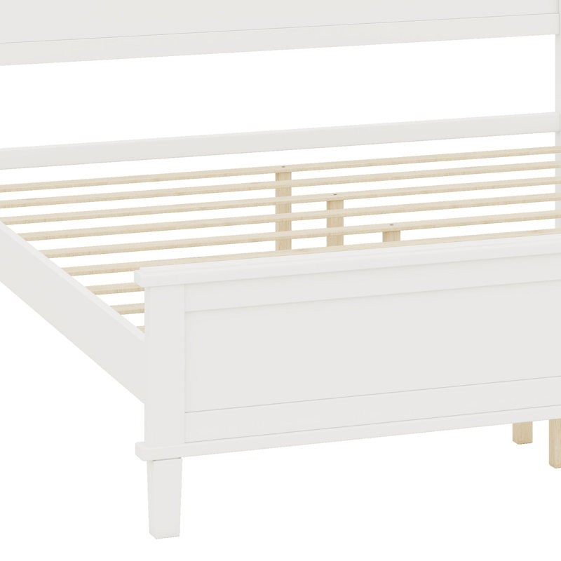 Lit plateforme avec tête de lit, Blanc, Grand lit