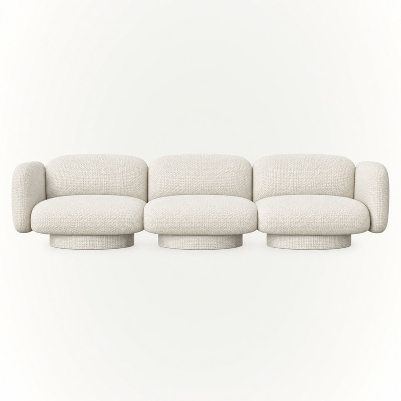 Canapé 3 places Rimo - Blanc alpin, L 116 po, Tissu blanc
