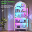 175cm H x 75cm W Modern Arched Glass Bookcase with RGB LED Lighting & Removable Shelves-242799231