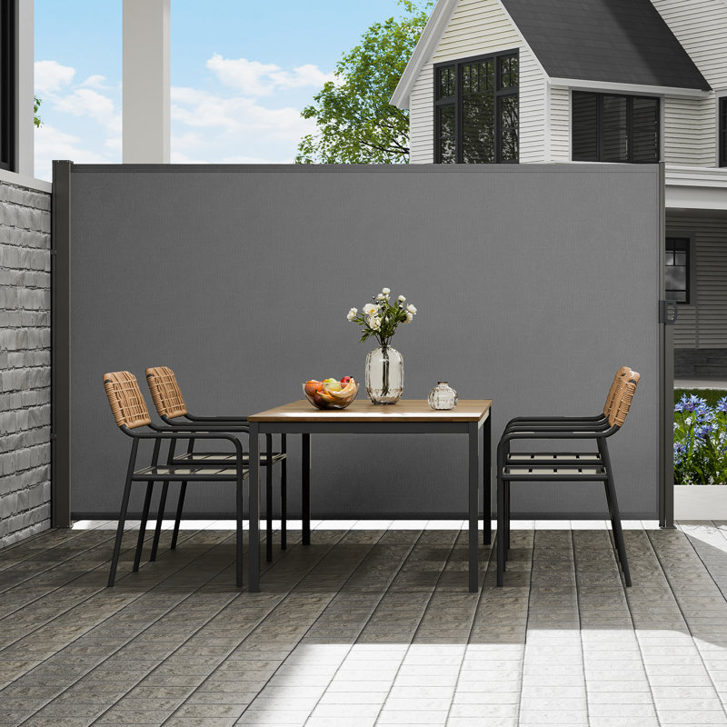 Gray 71 x 118 in. Retractable Polyester Side Awning