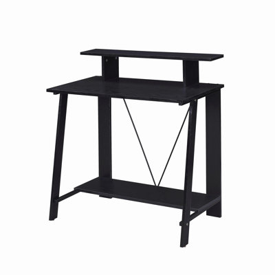 Bureau d'écriture noir avec tablette supérieure