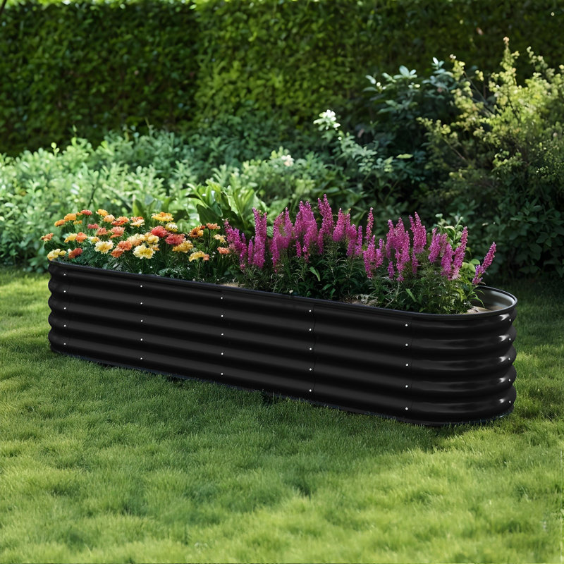 Metal Raised Garden Bed,240x61x43cm, Grey