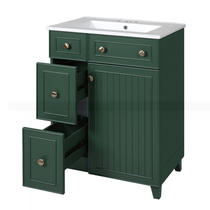 Meuble-lavabo 24 po avec lavabo en céramique, Vert
