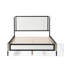 Grand lit avec tête de lit en tissu blanc bouclé, cadre champagne argenté et noir, lattes silencieuses pour un sommeil réparateur, structure en métal de 800 lb, système de plateforme de tête de lit assemblée dans la chambre à coucher Quiet Nights,-509144967