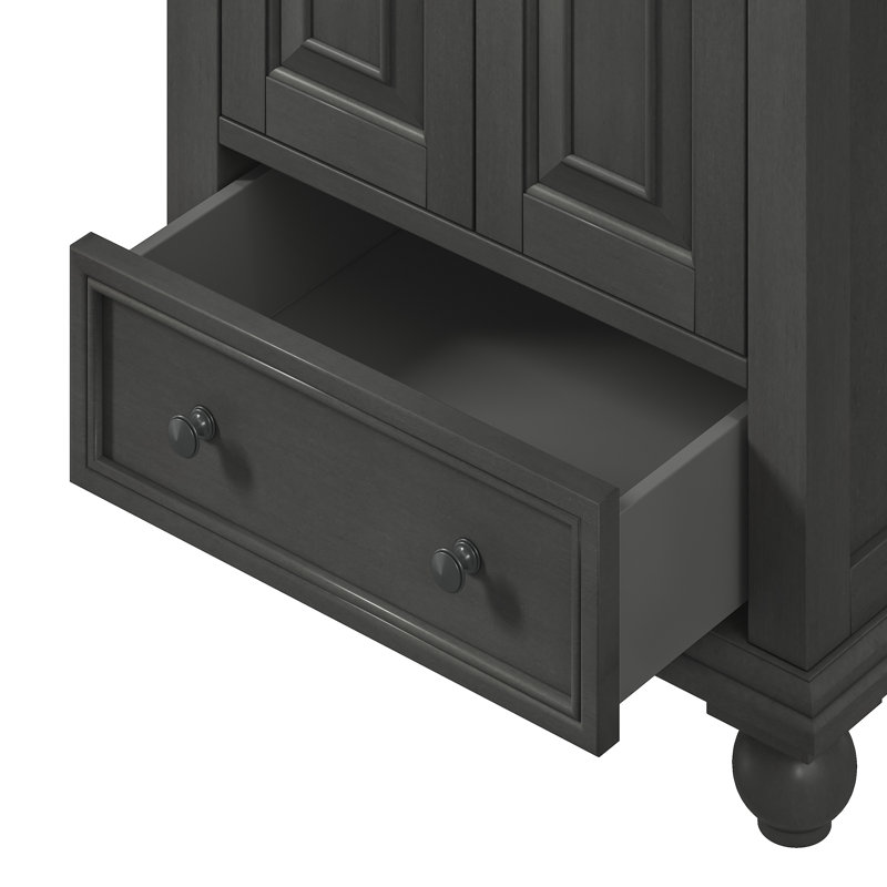 Thompson 25" Single Modern Bathroom Vanity Set, Charcoal Glaze, Carrera White