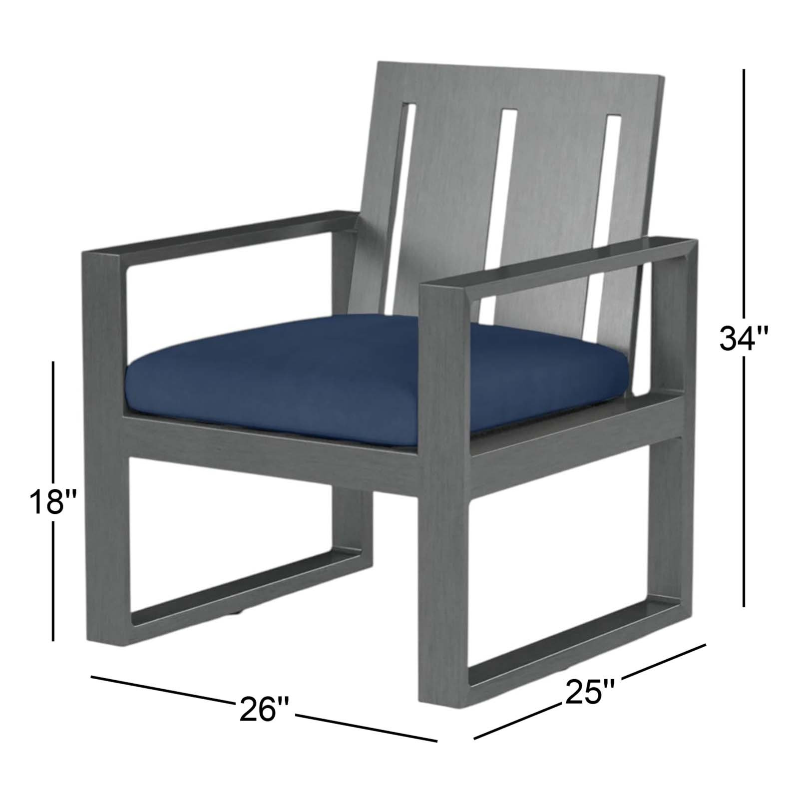 Georgie Premium All-Weather Wicker Outdoor Dining Armchair with Sunbrella® Cushion, Spectrum Indigo Sunbrella®