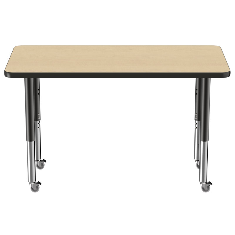 Table d'activité rectangulaire à hauteur réglable en forme de T, 24 po x 48 po, Érable / noir, Super