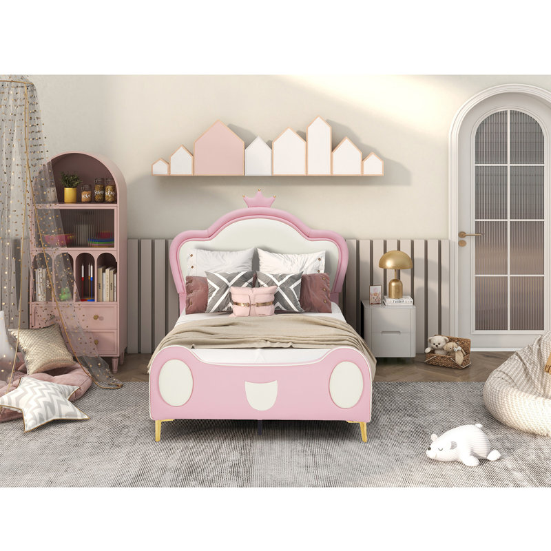 Charmant lit plateforme simple avec rangement et sans sommier pour enfants