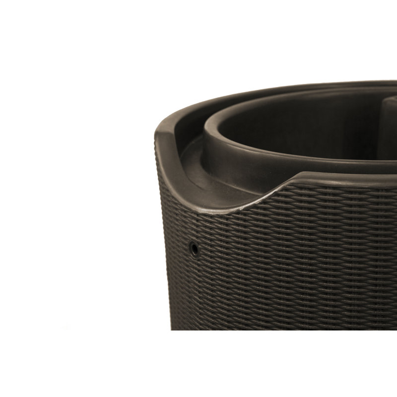 Dark Brown Wicker 50 Gallon Planter Rain Barrel