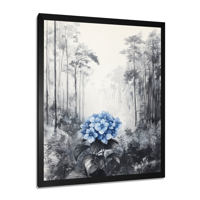 Halesowen - Floral Canvas Wall Art, Single Picture Framed Print, Black, 20" H x 12" W