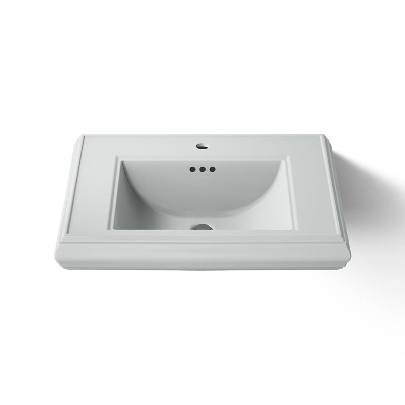 Memoirs® Rectangular Pedestal Bathroom Sink with Overflow, Ice Gray, Single Hole Faucet