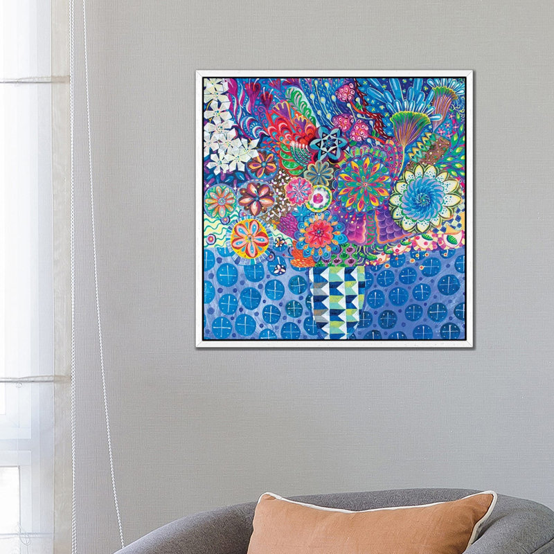 The Geometric Vase by Imogen Skelley - Painting on Canvas, White Framed, 66.04cm H x 66.04cm W x 3.81cm D