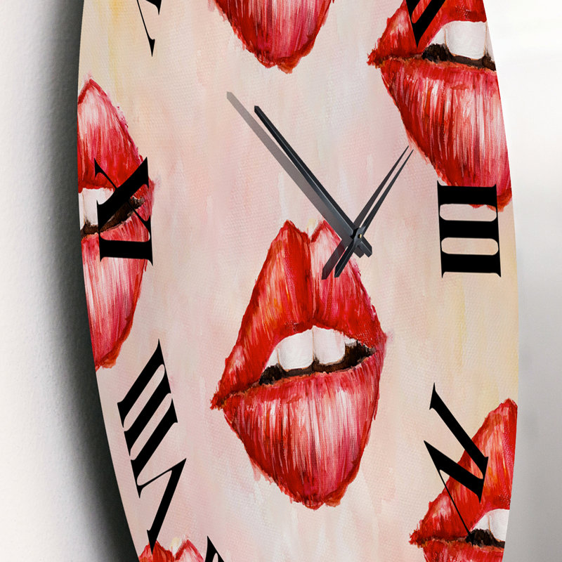 Motif de lèvres rouges - horloge murale moderne, Petit