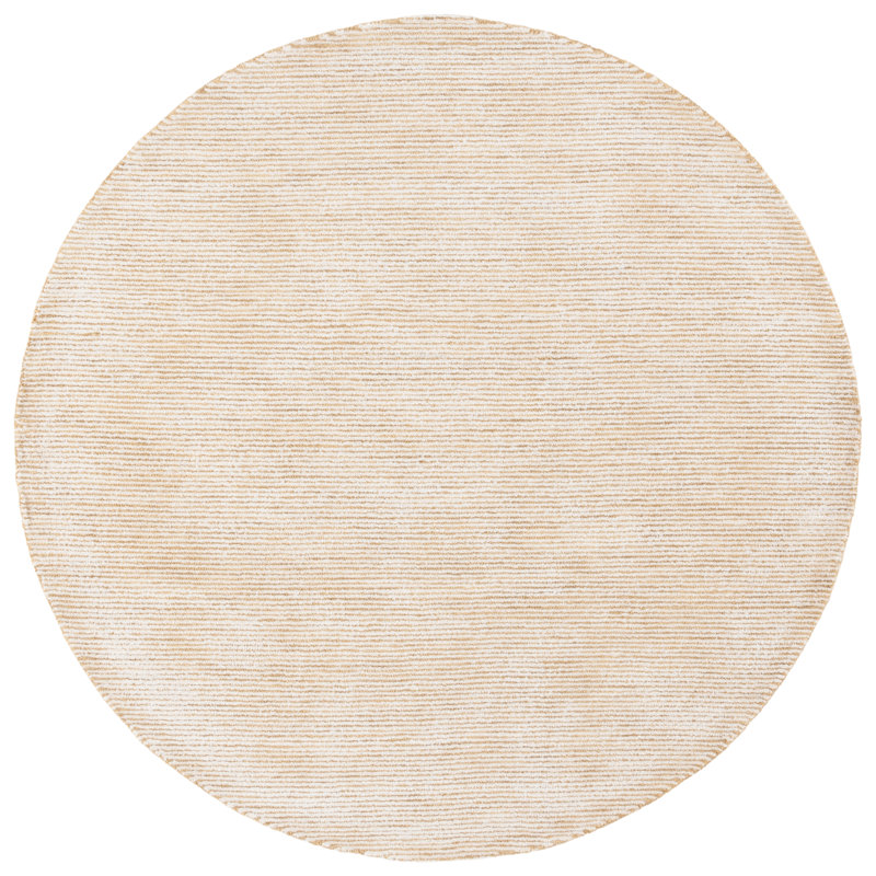 Diether Hand Tufted Wool/Viscose/Cotton Solid Color Rug in Ivory/Gold, Round 6'