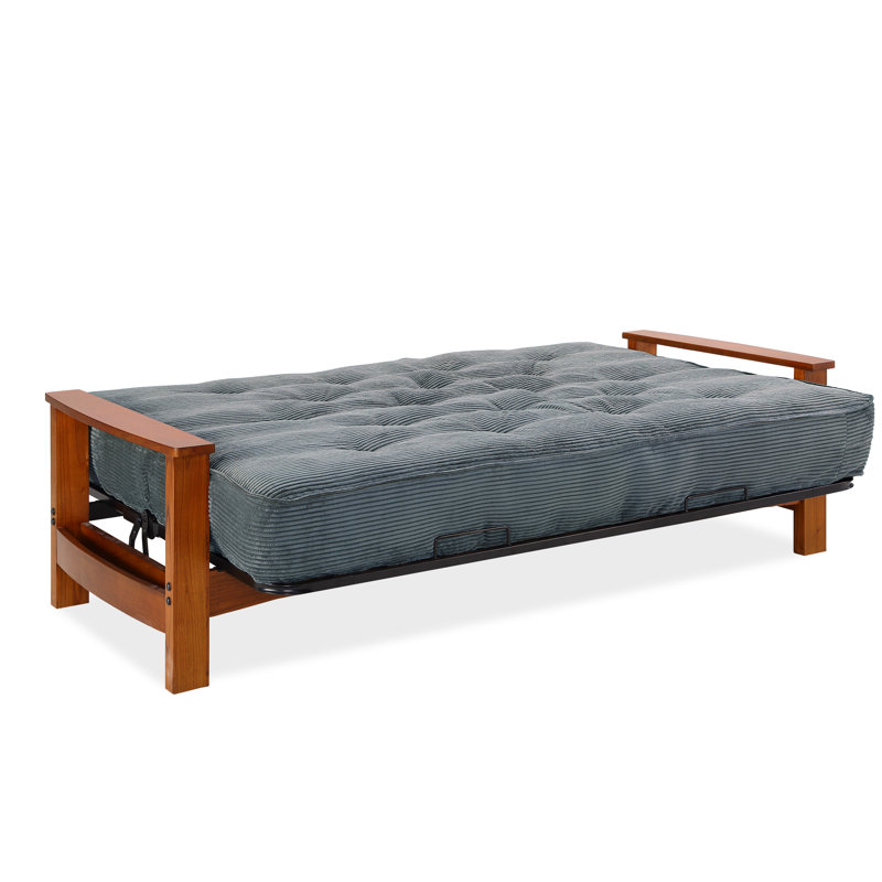 Futon et matelas Mccalla, Velours côtelé couleur vert forêt