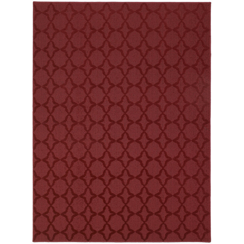 Tapis touffeté à motif géométrique rouge chili, Rectangle 6 pi x 9 pi