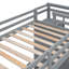 Lit superposé simple au-dessus d'un lit simple avec lit gigogne et escalier, gris-1288608212