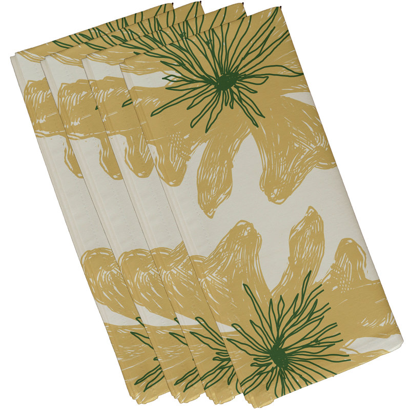 Serviette Brainard 22 po, L 18 po x L 18 po, Blanc cassé / jaune / vert