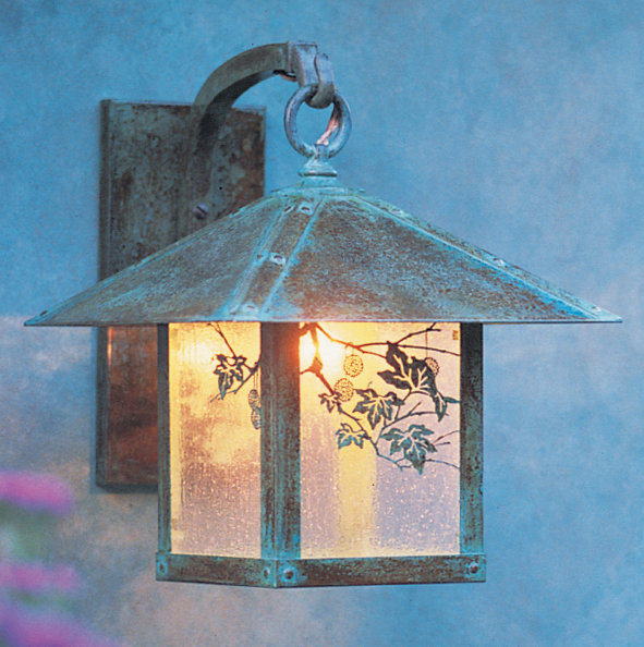 Lanterne murale d'extérieur 1 lumière McLoud, Noir satiné, Brun clair, H 15,13 po x l 12 po