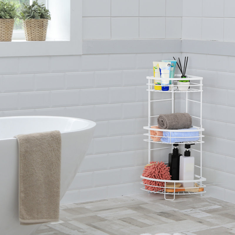 Serviteur de douche autoportant en acier inoxydable Nooreyn, Blanc