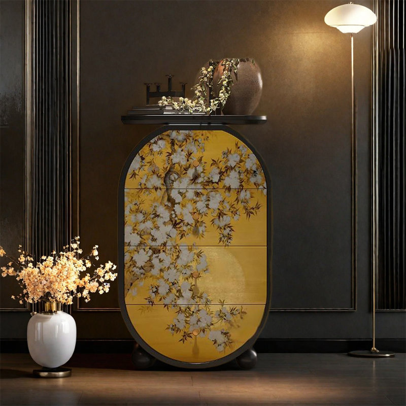 Armoire de rangement décorative en noyer, Noir