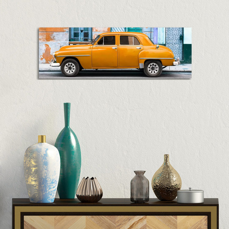 Orange Classic American Car by Philippe Hugonnard - Wrapped Canvas Panoramic Print, 30.48 cm H x 91.44 cm W x 1.91 cm D