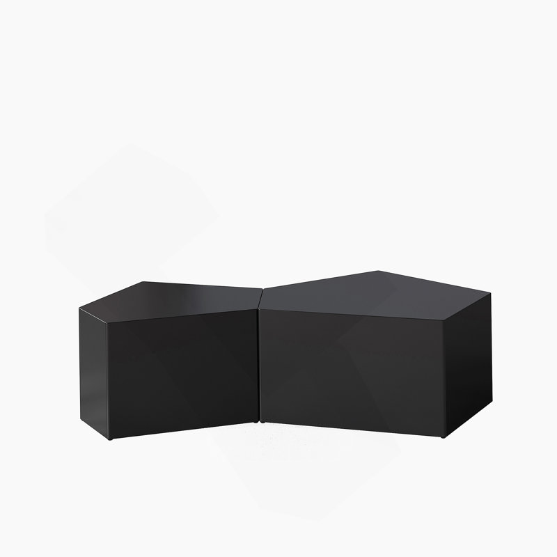 Irregular Pentagon Nesting Coffee Table Set, Geometric Coffee Table Set, Side Table Set, Black