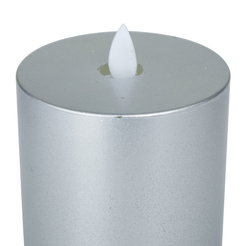 Ensemble de 3 bougies sans flamme Coastal, Argent, H 5,5 po x l 3 po / H 4,5 po x l 3 po / H 4 po x l