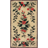 Light Cream Color Antique Floral Pattern American Hooked Area Rug