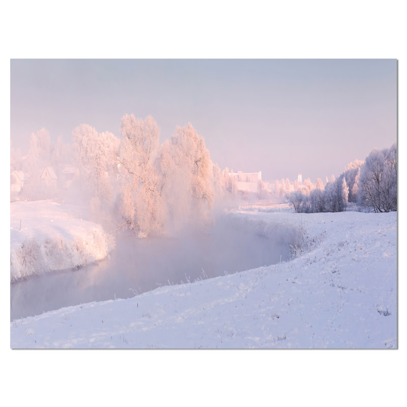 Frosty Winter Sunshine Panorama - reproduction de photo sur toile tendue, H 30 po x l 40 po x P 1 po