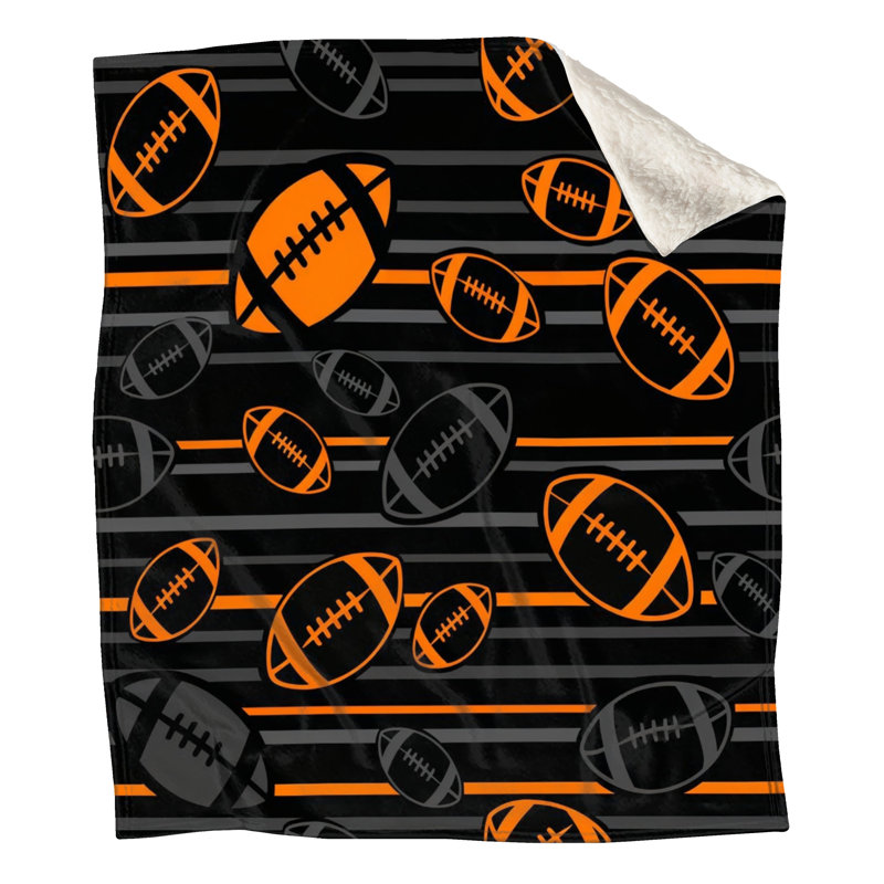 Couvertures rayées de football, L 50 po x H 60 po, Orange / noir