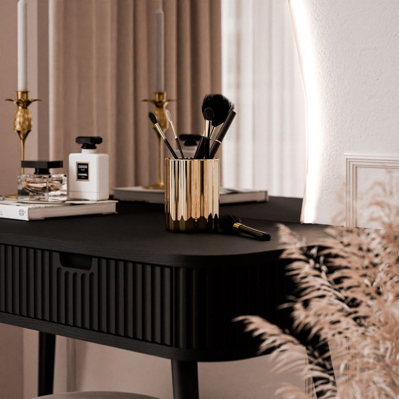-QS dressing table with LED mirror, Black