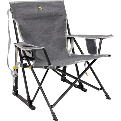 Kickback Rocker Camping Chair | Portable Folding Rocking Chair With Durable Armrests, Drink Holder & Relaxed Lowered Seat For Comfort by Ophelia & Co.
