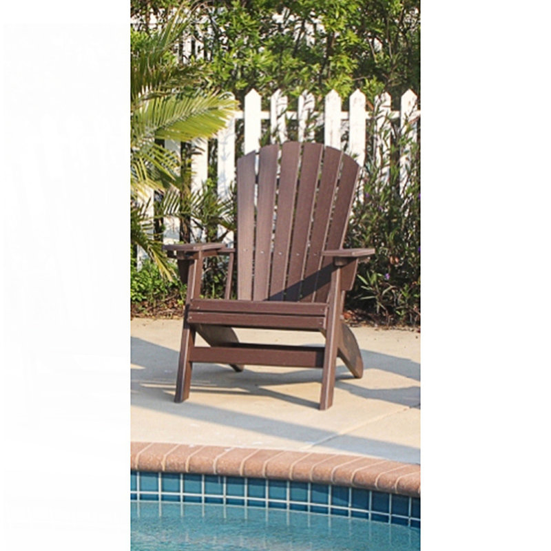 Kavia Outdoor Adirondack Chair With Table, Pecan Brown