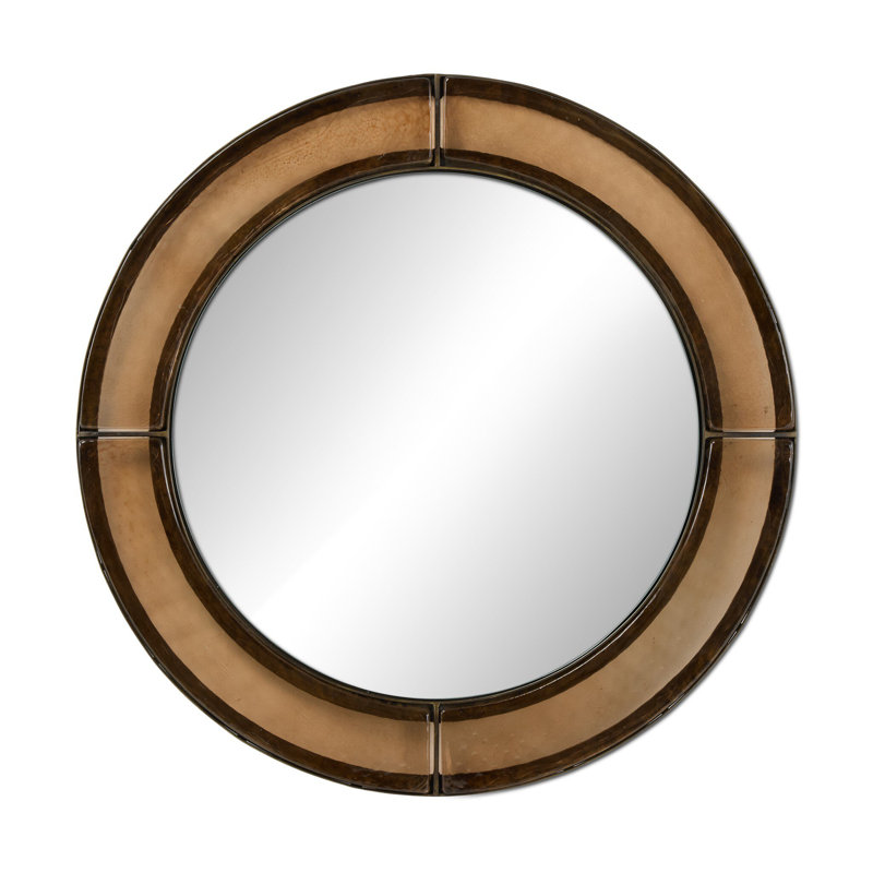 Ayano Small Round Mirror-Smoked Brown Cast Glass