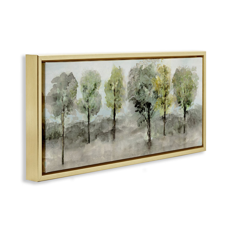 "Splashed Watercolor Trees", art mural encadré sur toile flottante par Val Rhodes, H 11 po x l 25 po, Doré