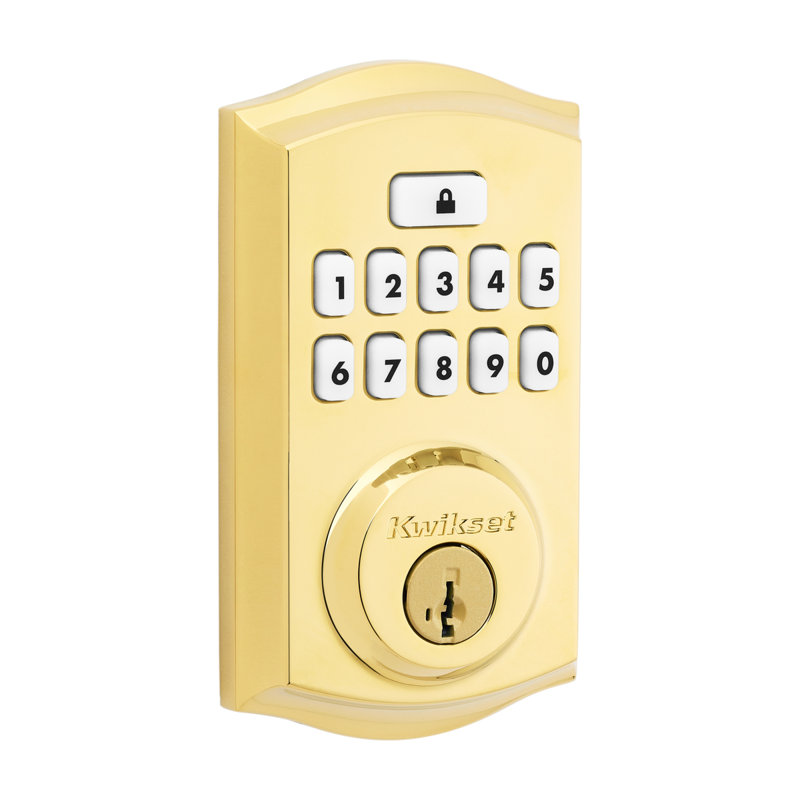 Single Cylinder Electronic Deadbolt SmartKey, Lifetime Polished Brass