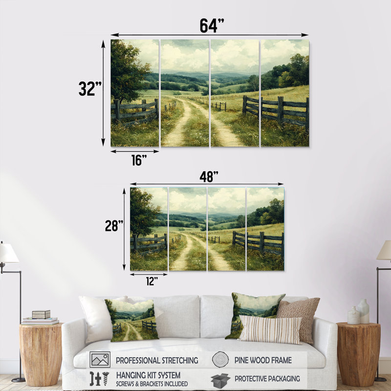 «Green Peaceful Valley I», ensemble d'art mural, H 28 po x l 48 po