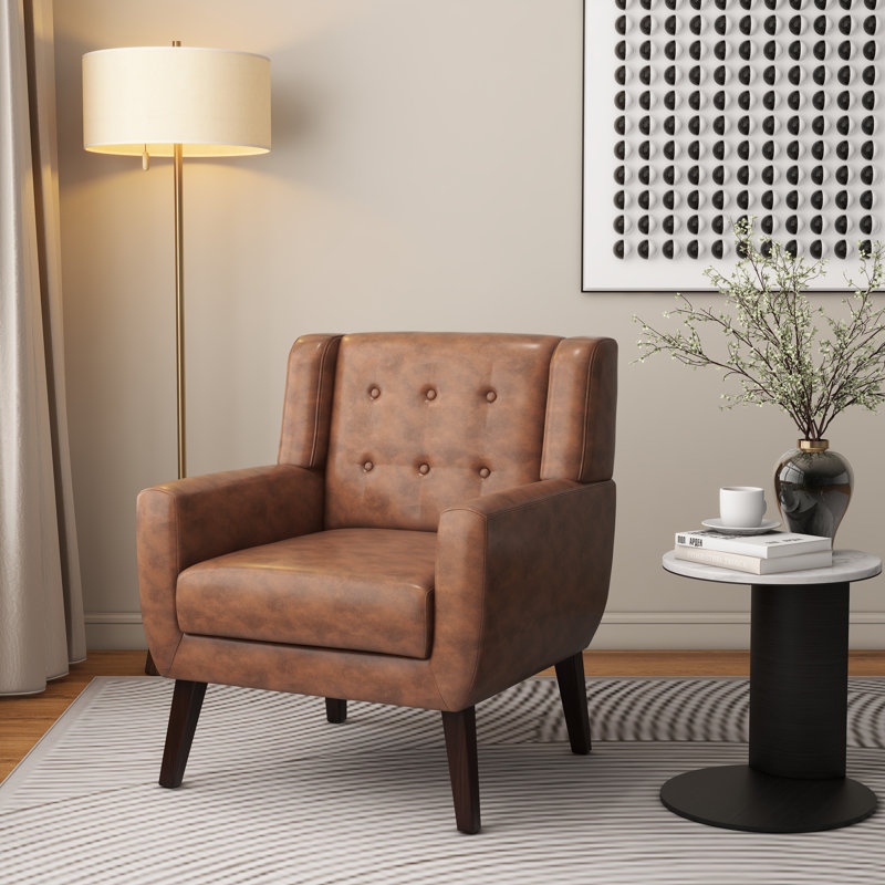 Fauteuil d'appoint Jaqueze, Similicuir café