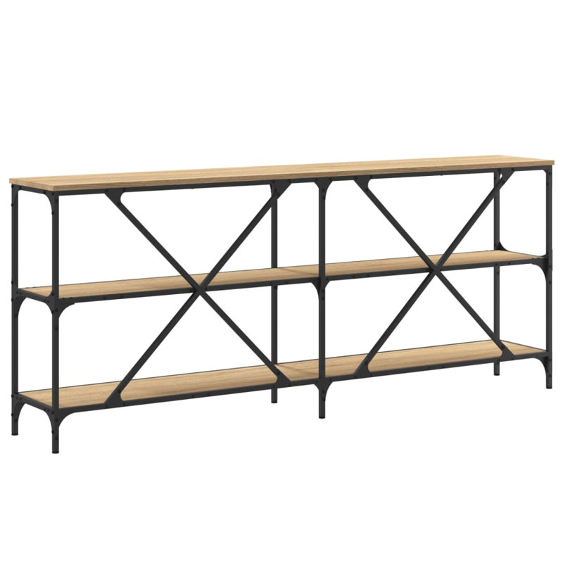 Borough Wharf Console Table Engineered Wood And Iron, 75cm H x 160cm W x 30cm D, Sonoma Oak