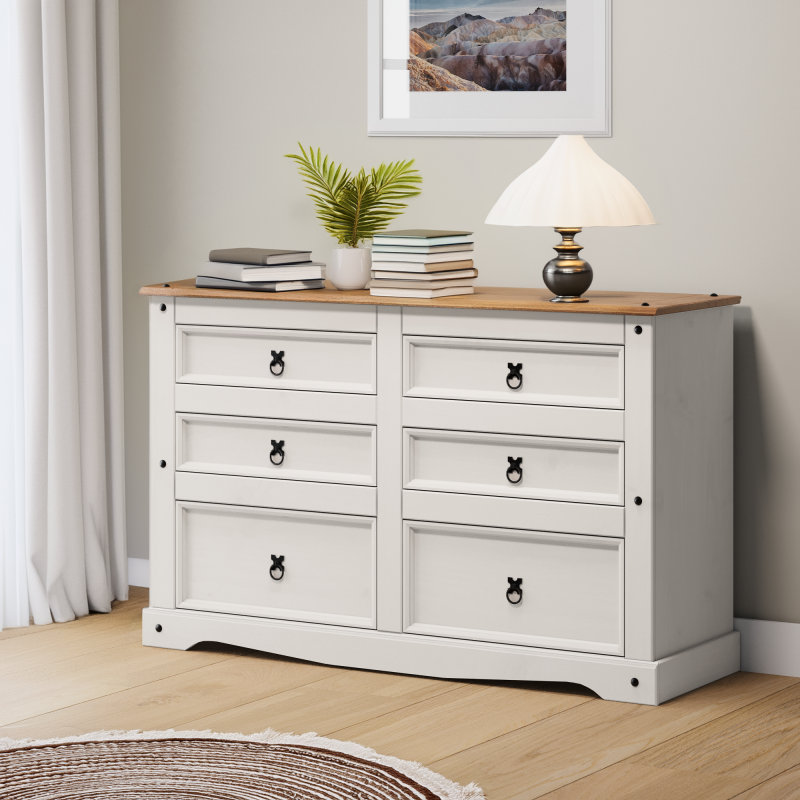 Jacklynne Solid Wood 132cm W Chest of Drawers