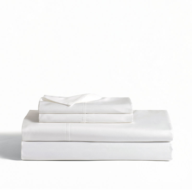 Satin de Premier Ensemble de draps, Ensemble de draps pour grand lit avec 3 pièces su, Blanc éclatant