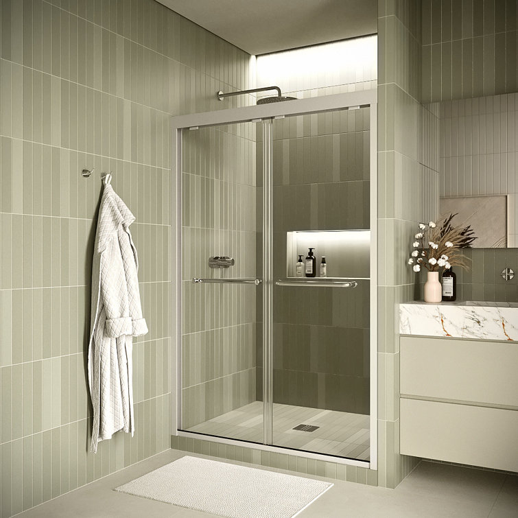 Molveno 60" x 74" Framed Sliding Shower Door with CrystalTech Treated 5/16" Tempered, Clear Glass