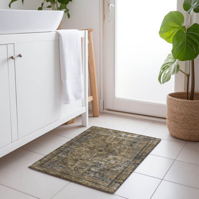 Tapis brun intérieur / extérieur lavable à la machine Claudian ACN1646
