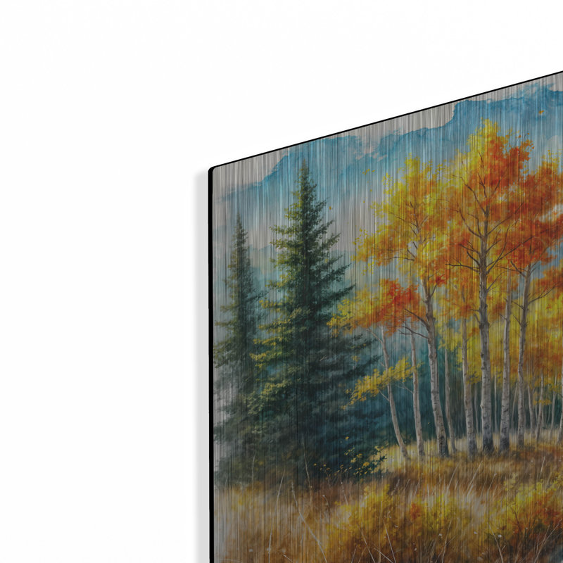 «Aspen Landscape Watercolor» par Rey Klimt, art mural en métal, H 12 po x l 24 po