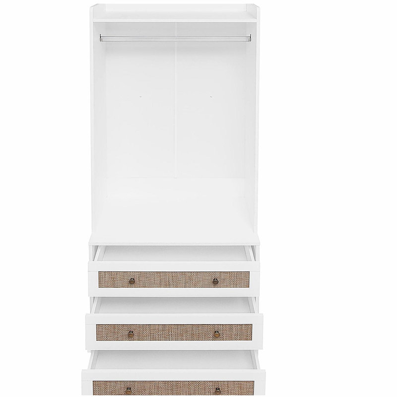 Armoire penderie avec rotin 3 tiroirs