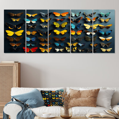 Colourful Fluttering Butterflies Collage - Insects & Bugs 5 Piece Wall Art