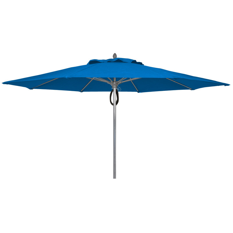 Parasol de marché 11 'Prestige, Aluminium brillant, Bleu pacifique