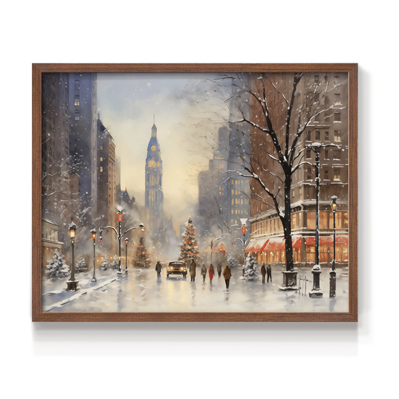 Chirstmas Art-CCCLII -Framed Print - Restickable, H 11 po x l 14 po, Noyer