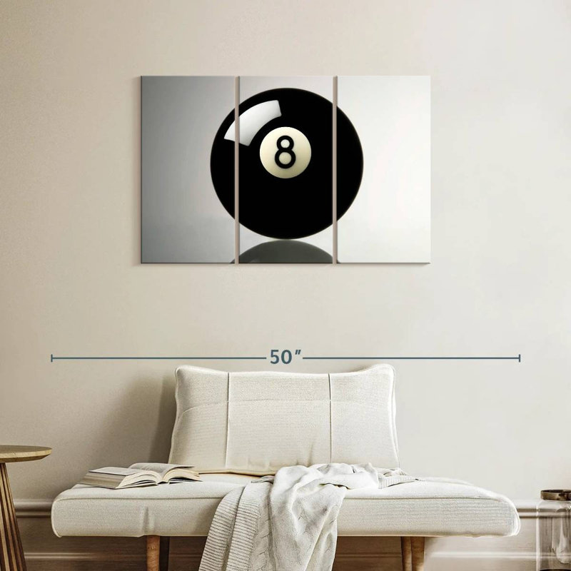" Pool Ball " 3 - Pieces, 24" H x 38" W x 1.25" D